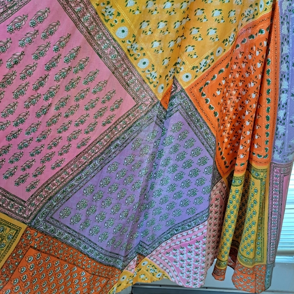 RARE VINTAGE PATCHWORK BANDANA PRINT MAXI DRESS 1970's BOHO HIPPIE SIZE XS / S - Picture 6 of 8